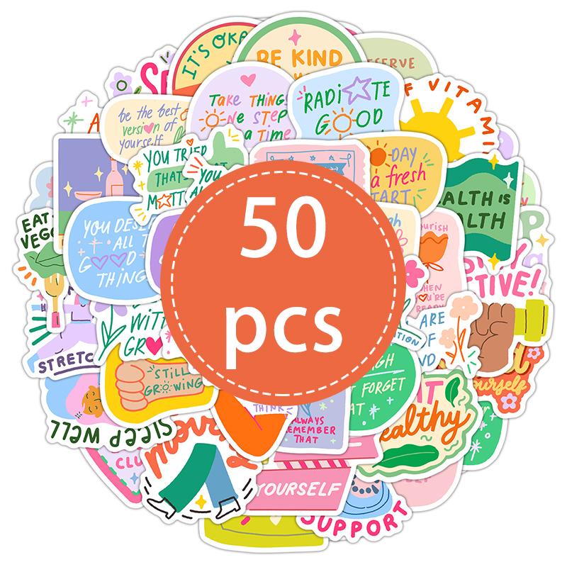 50PCS Inspirational Quote Stickers Waterproof Vinyl Motivational Words Decals for Water Bottle Journaling