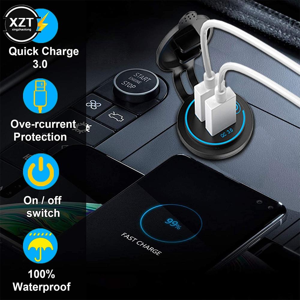 36 Вт QC3.0 USB зарядное устройство мотоцикл автомобиль грузовик лодка двойное USB зарядное гнездо водонепроницаемый сенсорный переключатель для телефона планшет камера GPS DVR