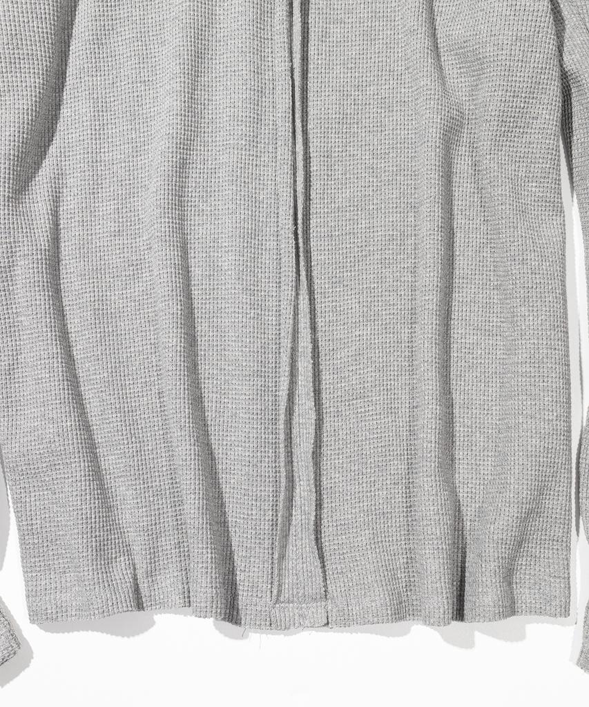 MASSNOUN Waffle Cut Divide Boat Neck Long Sleeve Mssls002-Gy