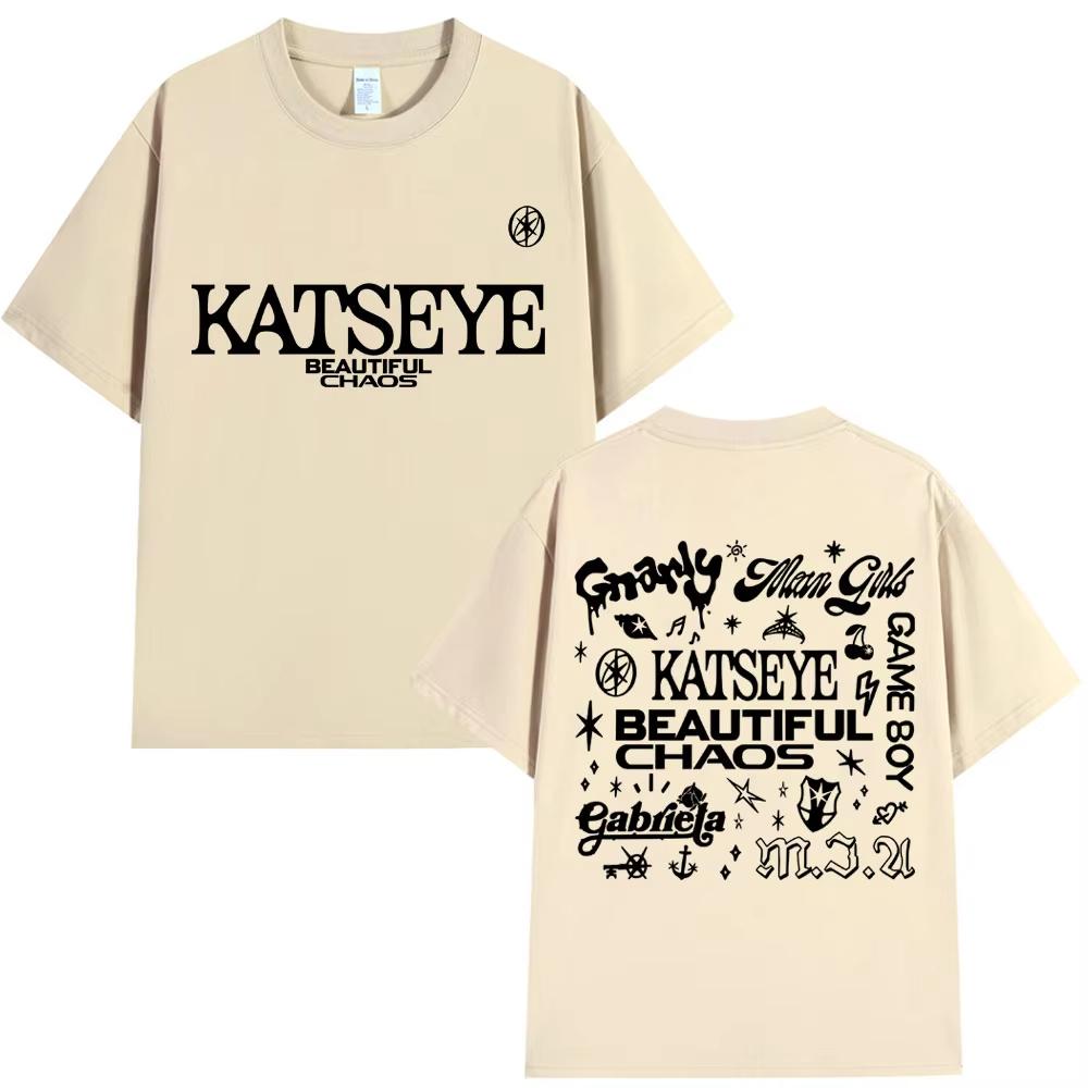 Корейская Katseye Красивый Хаос Тур Футболка Kpop Винтажная Харадзюку Мода Y2K Мужские Женские Футболки Хлопок Свободная Футболка Подарки для Фанатов