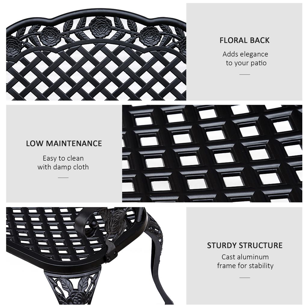 Garden Bench Cast Aluminium 107Lx58Wx85H Cm Black