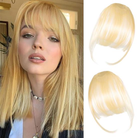 Women Clip-in Bangs Natural Wispy Forehead Hair Extensions Faux French Bangs Girls