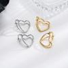 Sweet And Cool Girl Three-Dimensional Love Ear Buckle Female Fashionable Simple Student Gift Hollow Design Double-Layer Heart-Shaped Earrings