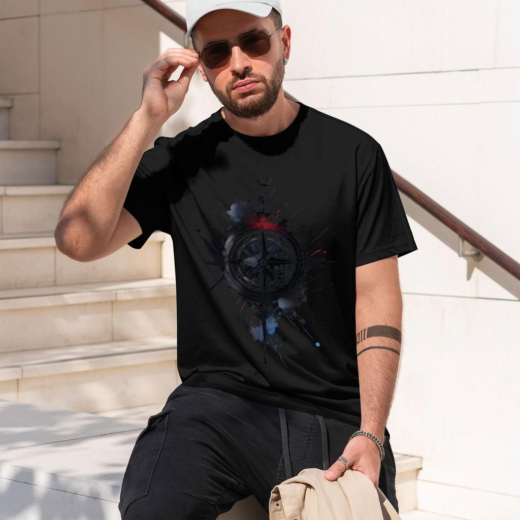 Unisexs Compass Printed Tshirt With Compass And Nautical Design Summer And Sp Streetwear 2026 New Model