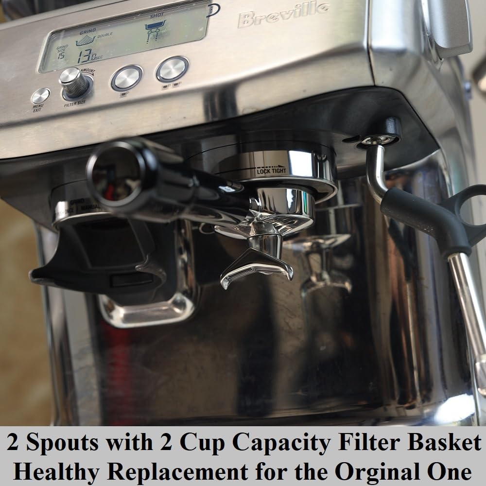 54mm Portafilter Double Compatible with Solis Barista Perfetta SK1170S and Breville Barista Series Spout,