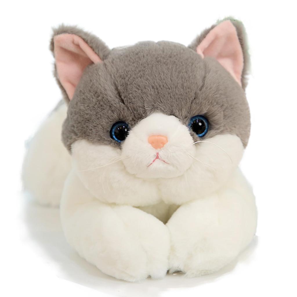 Realistic Grey Cat Plush Toy, 50cm, Large, Fluffy, Soft, Lifelike, Cute, Christmas, Bedding, Plush Toy, Huggable Pillow, Popular, Birthday Present,