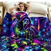 Mask Ghost Print Flannel Blanket High Quality Warm Comfortable Cover for All Seasons Perfect for Gifts Home Decor