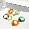 Colourful Square Geometric Resin Round Women Open Ring Korean Style Ring Fashion Jewelry Acrylic