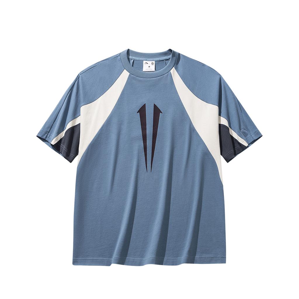 Anta Kyrie Basketball Series Trendy Versatile Sports Casual Loose Knit Couple T-Shirt Unisex Tops Misty-Blue 972611101-4