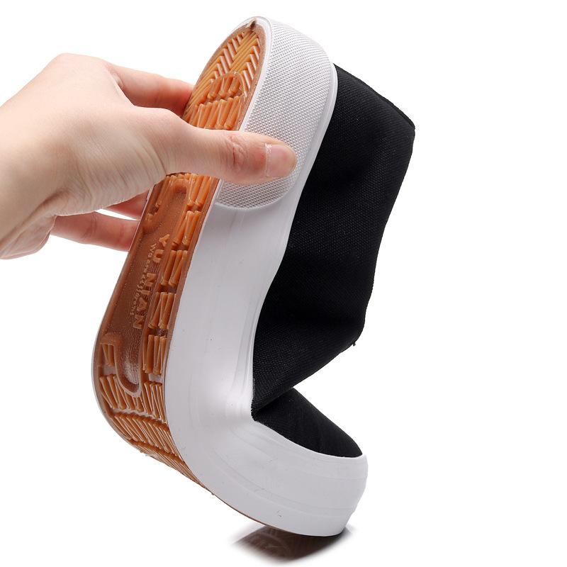 Новые утолщенные подошвы модные парусиновые туфли для мужчин повседневные туфли на плоской подошве с одной ногой педаль кроссовки Zapatos Casuales