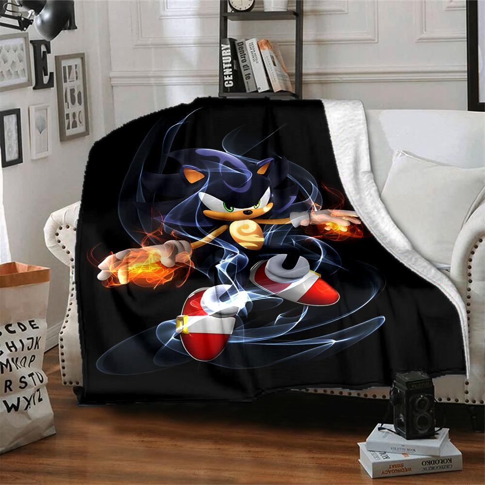 1Pc Shadow Hedgehog Flannel Blanket, Soft And Comfortable, Casual Warm, Camping Travel, Christmas, Halloween Xmas Gift L1318