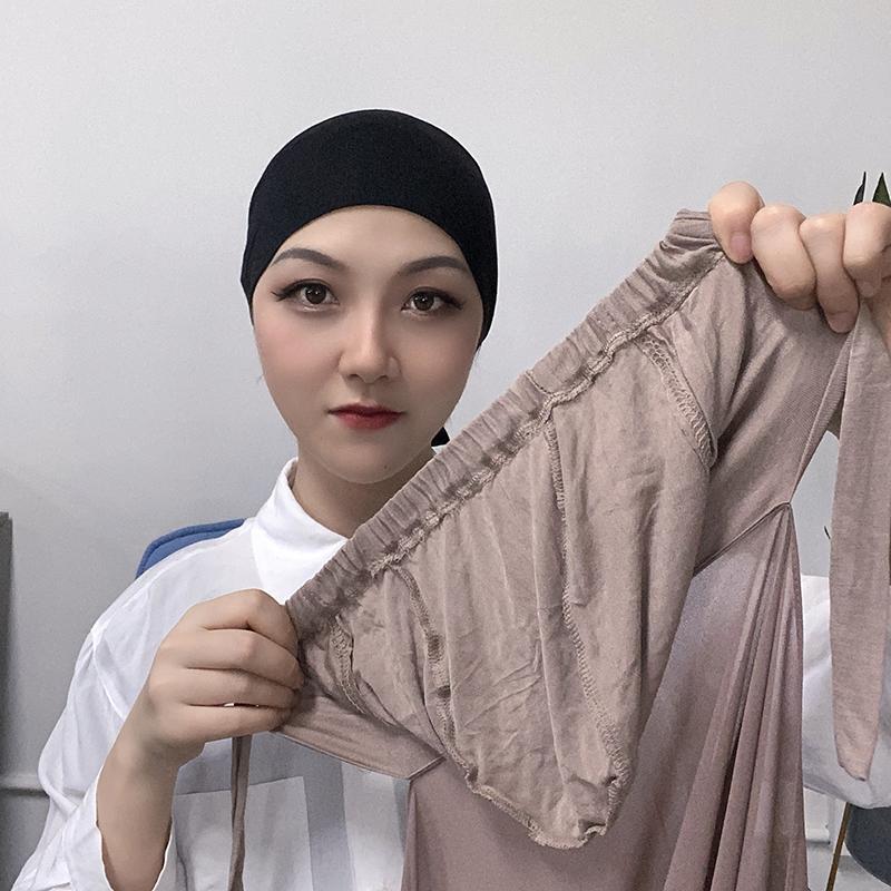 Мусульманский мгновенный хиджаб Женская шапочка с шифоновым шарфом Платок на голову Кепка Внутренняя повязка на голову Эластичный хиджаб Покрытие для головы Тюрбан