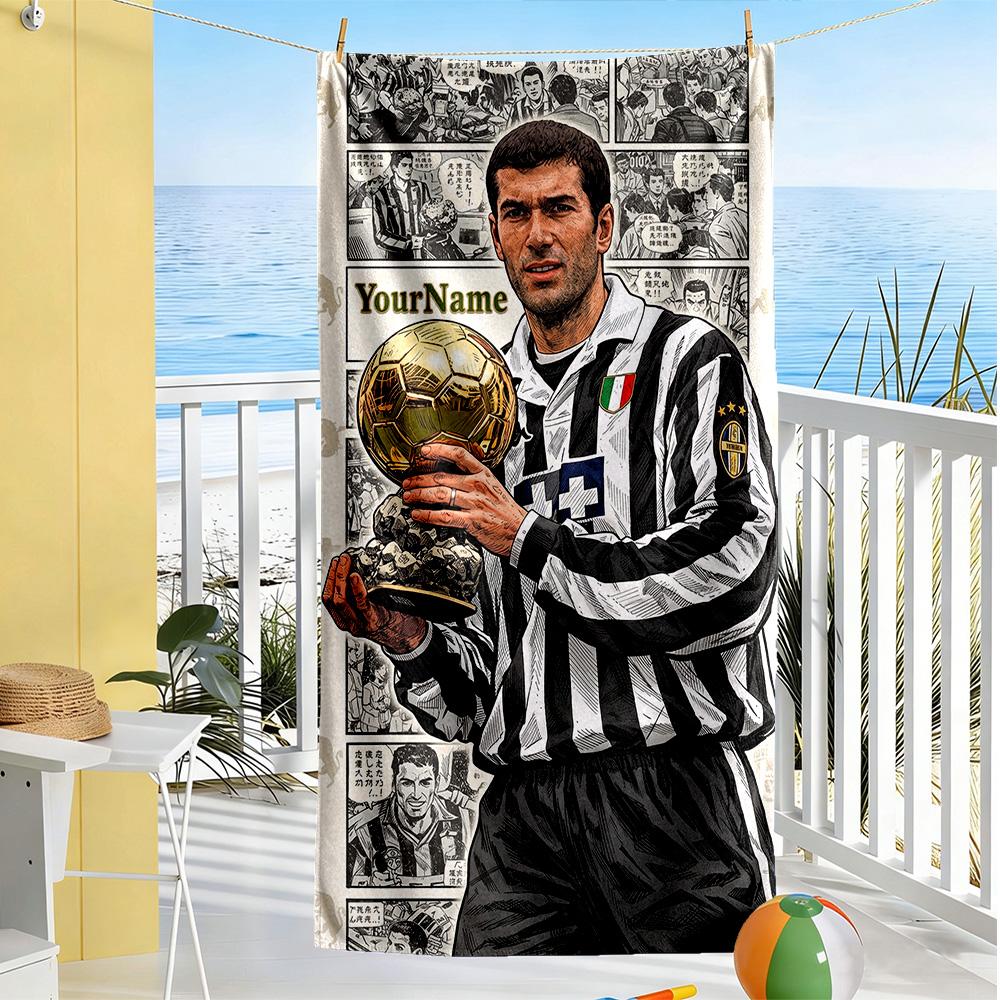 Juventus Customizable Name Beach Towel Super Soft Microfiber Quickdry Fabric Perfect for Traveling Yoga Camping and Swimming