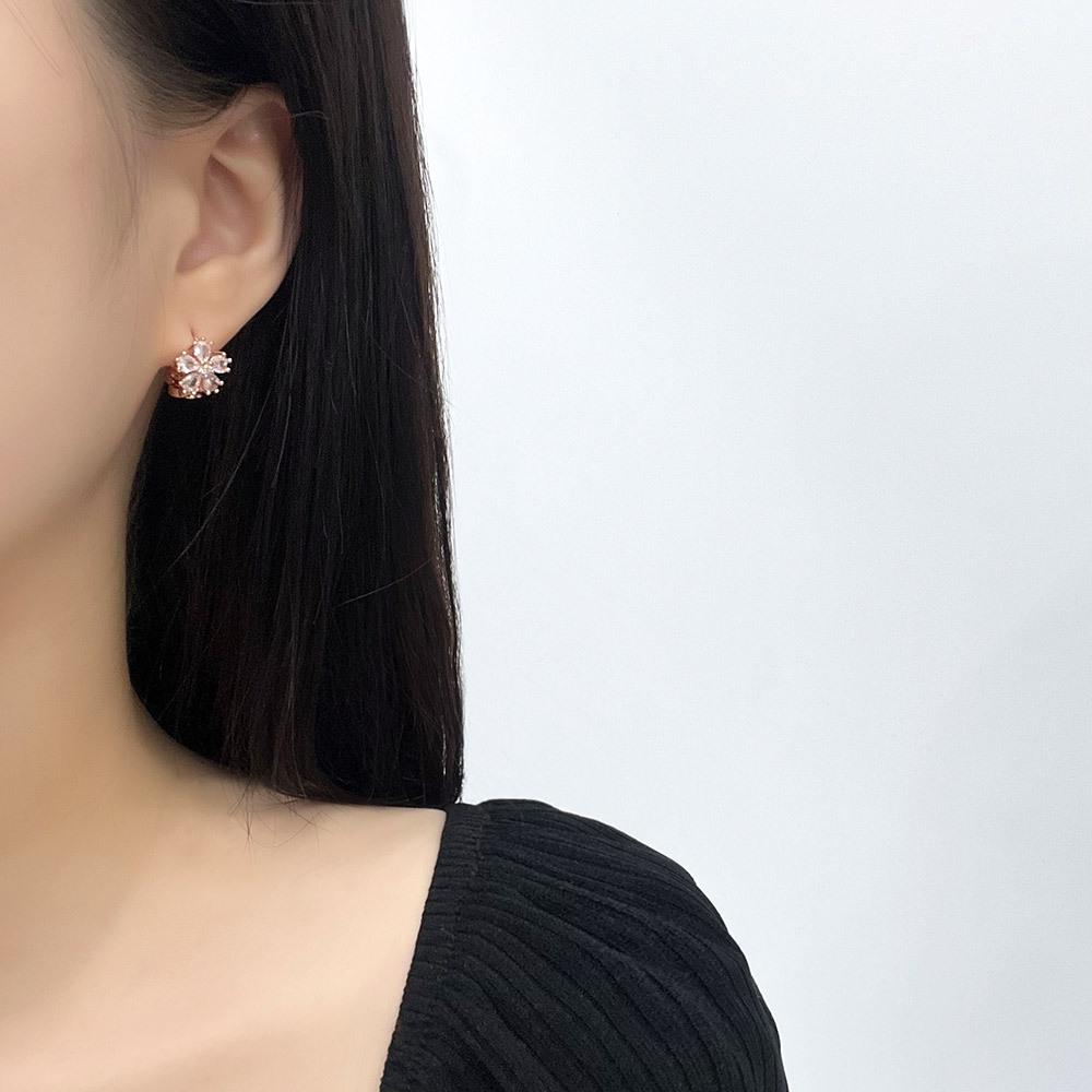 Dieuamour 14K Золотые Серьги-Гвоздики Bello Мини Цветок One-Touch