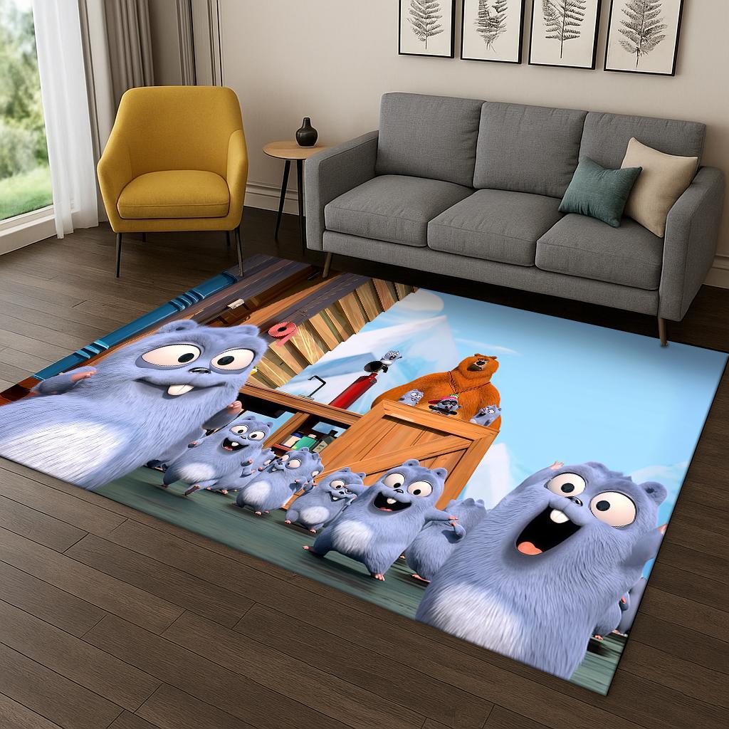 Забавный ковер-ковер из мультфильма «Гризли и лемминги» для спальни, гостиной, дивана, придверный коврик, декор, большой детский игровой нескользящий коврик для пола