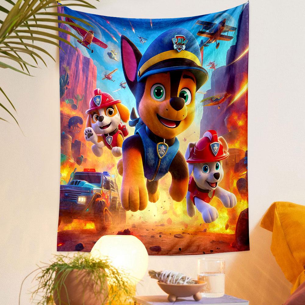 "Paw Patrol Action Adventure Scene" Patterned tapestry home decor, suitable for bedroom and living room, gift