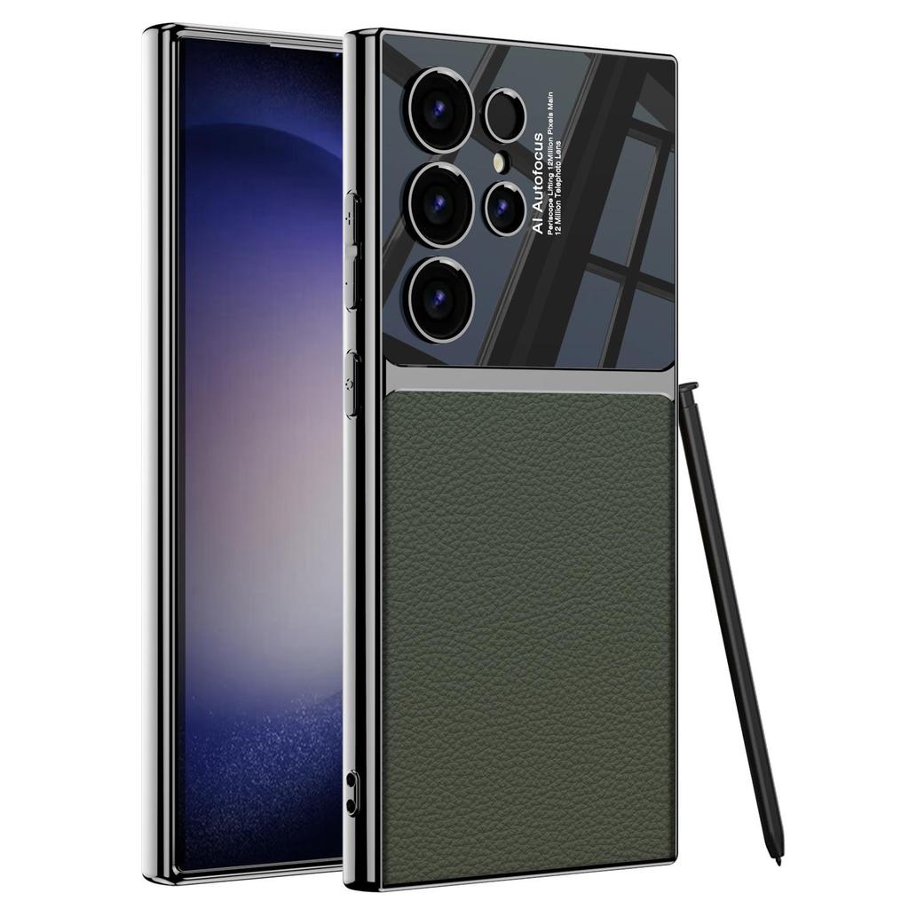 Кожаный чехол для телефона Samsung S24 - Универсальный для S24, S24+ и S24 Ultra, Гальванизированный Однотонный Защитный Чехол