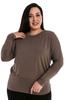 Women's Big Size Blouse Plus Size Round Neck Bat Sleeve Skirt Wide Band Mink Blouse