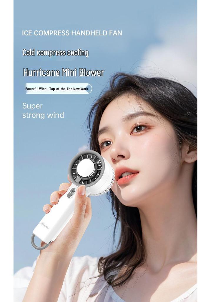 Portable Handheld Leafless Mini Fan with High-Speed Cooling Ice Pack