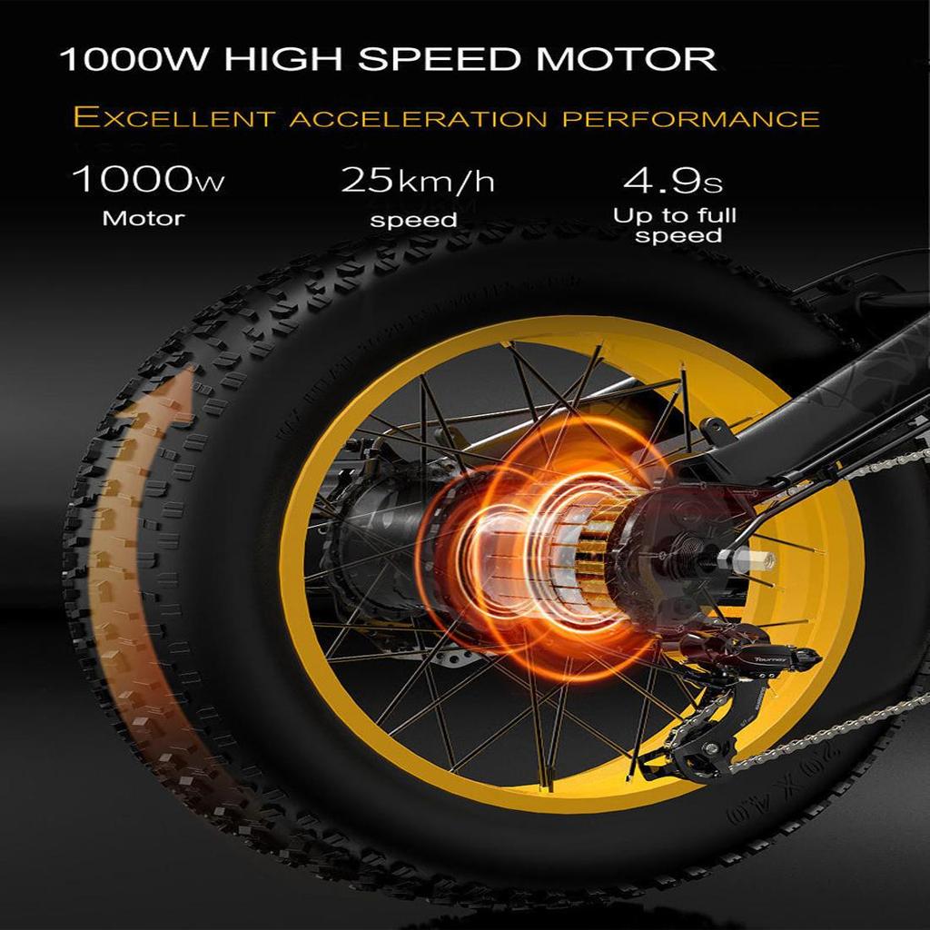 Электровелосипед Lankeleisi 20" 1000W Мотор Взрослый Электровелосипед 48V 17.5AH Полная Подвеска 7 Скоростей Максимальная Скорость 40Км/ч Нагрузка 150Кг X3000 Plus