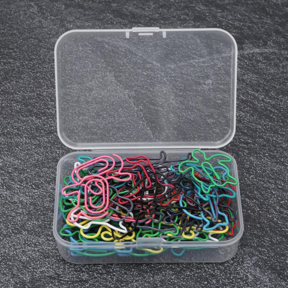 60pcs Plastic-coated Metal Paper Clip 12 Kinds Memo Clips Bookmarks School Stationery Office