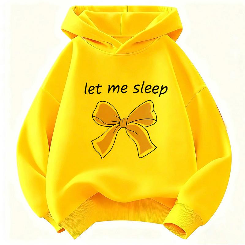 Let Me Sleep Kapuzenpullover mit Schleifen-Design für Kinder Kinder-Sweatshirt mit Kapuze für Jungen Mädchen Herbst Winter Freizeit-Kapuzenpullover