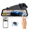 4K WiFi Mirror Dash Cam,Front&Rear Rearview Mirror WDR Car Camera With 10"IPS Touch Screen,App,Night Vision,Parking Assistance