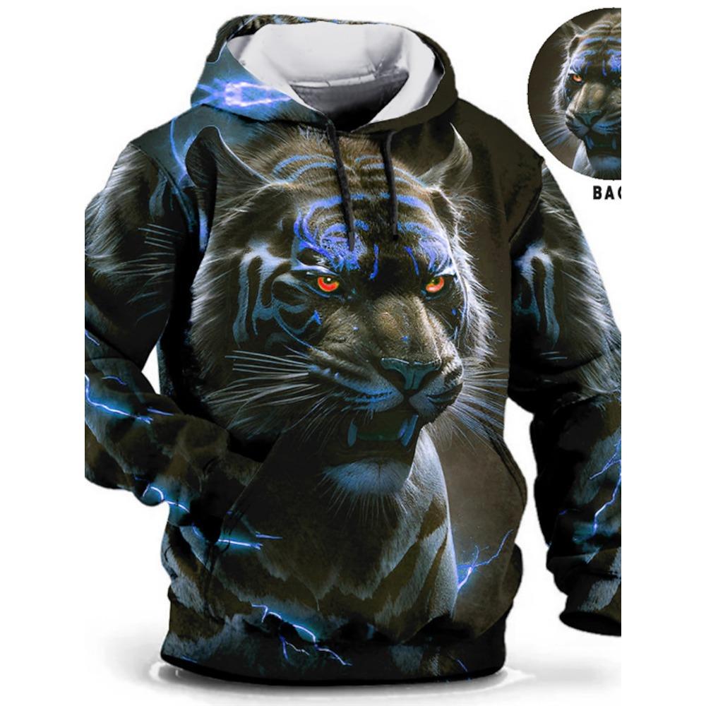 Винтажное мужское худи Tiger с 3D-принтом, модные топы с графикой животных, мужские футболки оверсайз в стиле стритвир с длинным рукавом