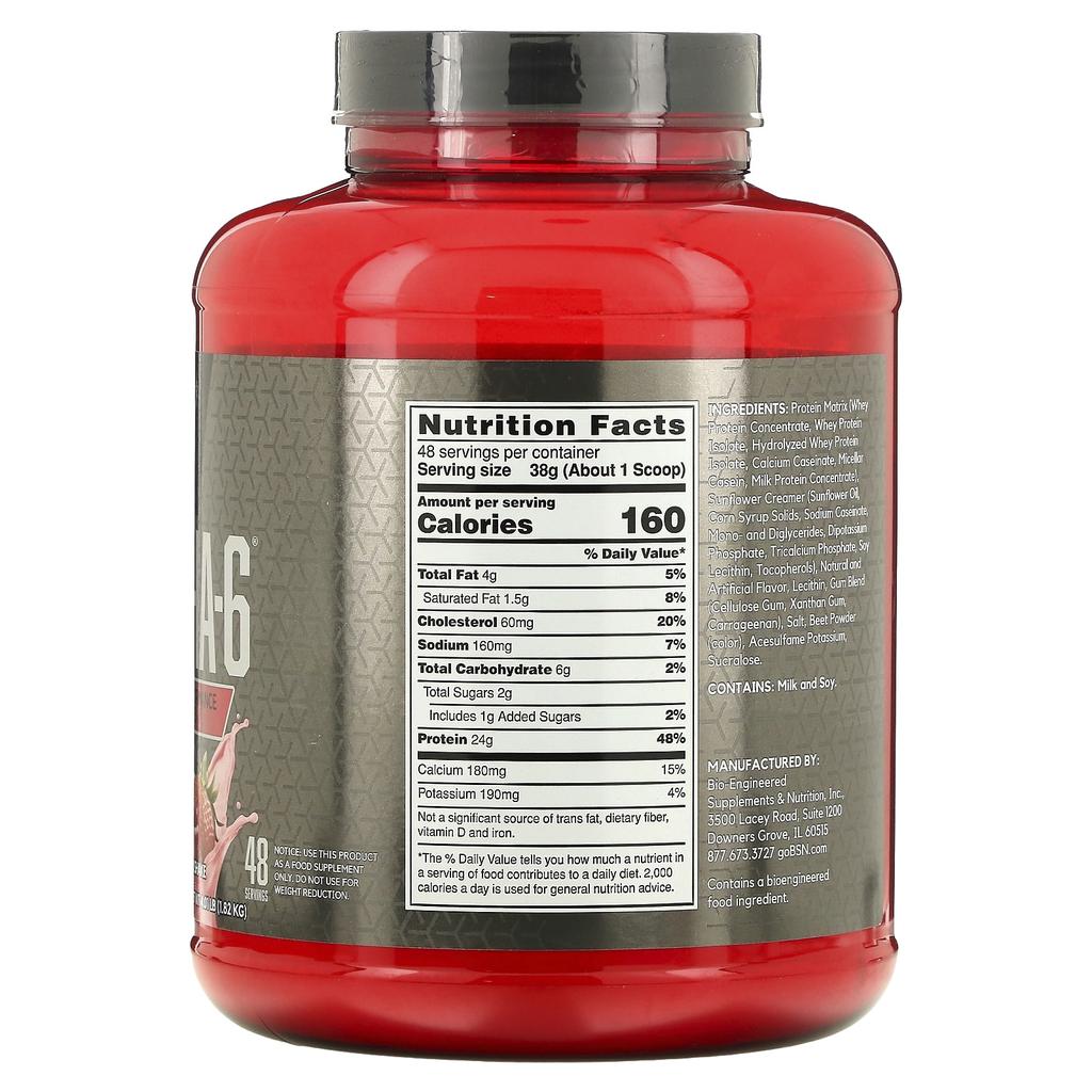 BSN Syntha-6 Edge, Protein Powder Blend, Strawberry Milkshake Flavor, 4.01 Lb (1.82 Kg)