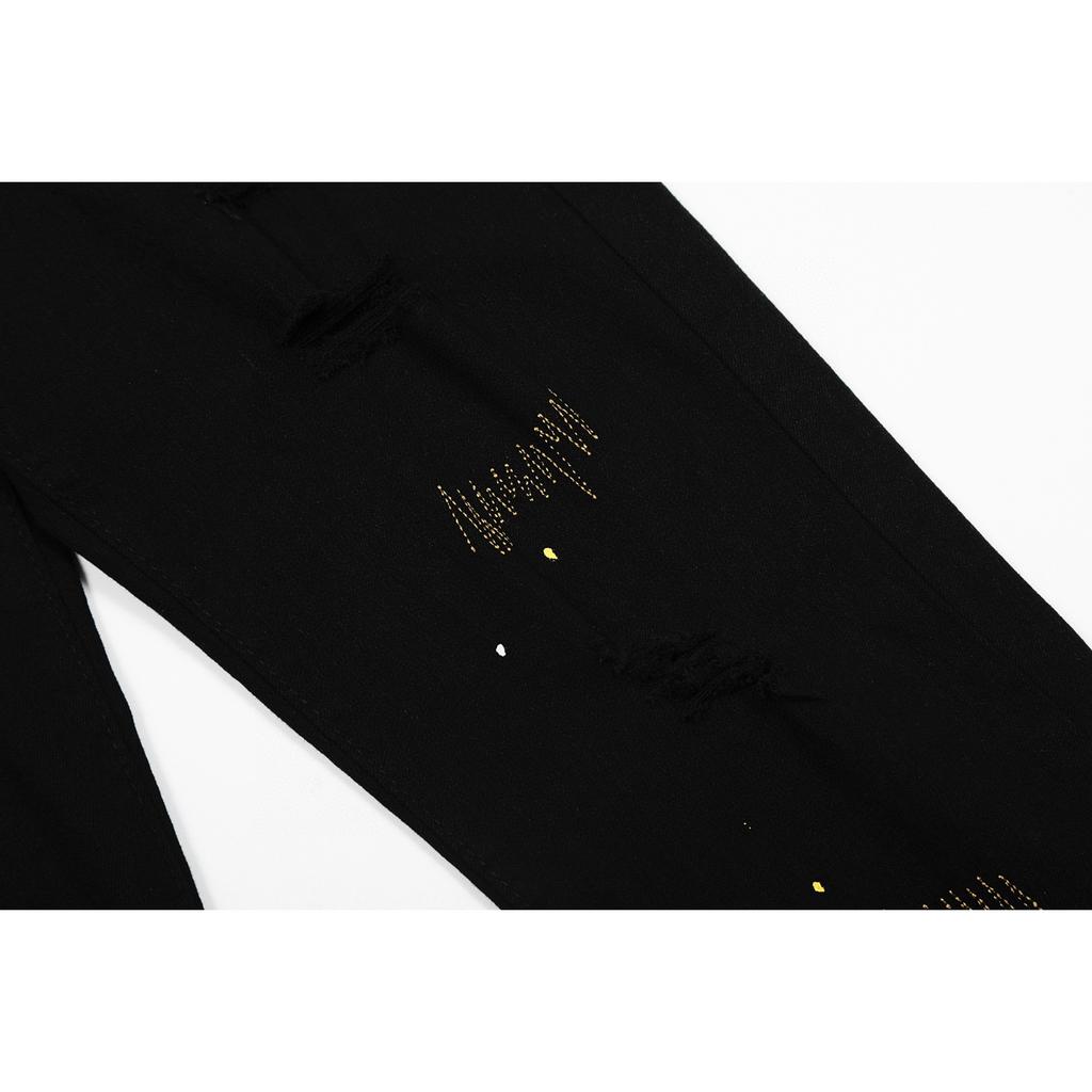 M43 Amiri мужские и женские джинсы в американском стиле с тканевыми заплатками, дырками, вышивкой, повседневные и модные брюки для улицы