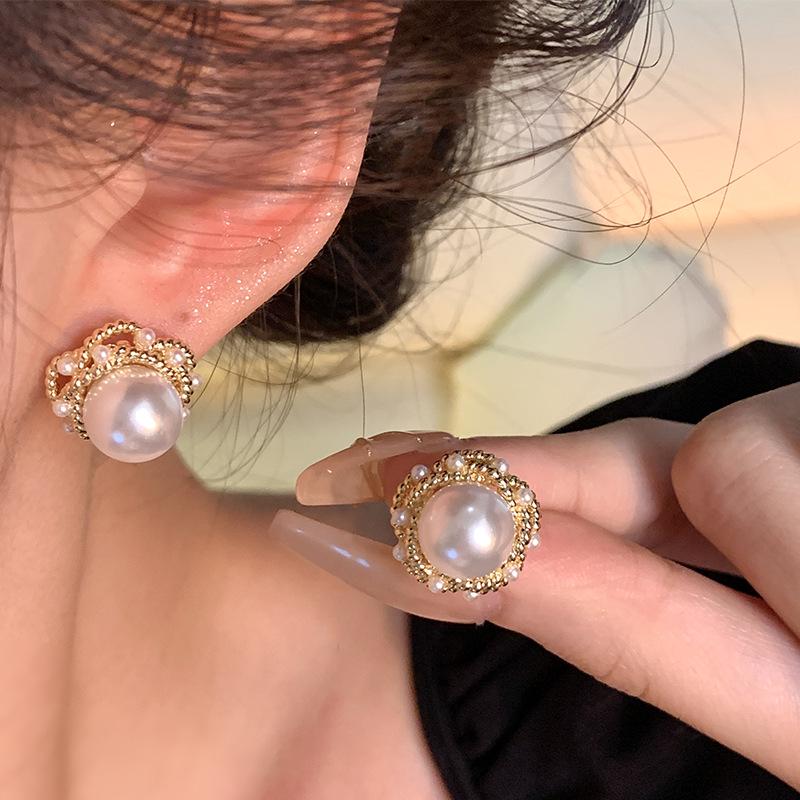 Элегантные серьги с жемчугом из серебра 925 пробы: Французский ретро-дизайн класса люкс, универсальный стиль знаменитостей