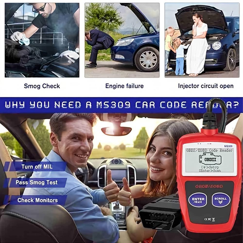 MS309 Автомобильный считыватель кодов OBD2 Диагностический инструмент