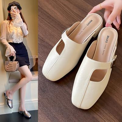 2025 новая сумка из искусственной кожи, шлепанцы с закрытым носком, женская модная универсальная ленивая полуобувь, шлепанцы на одном педале, женская обувь