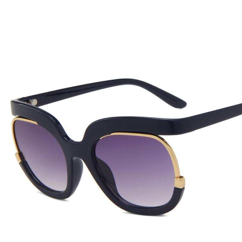Cool Trendy Oversized Half Frame Sunglasses Summer Women Retro UV400 Sun Glasses