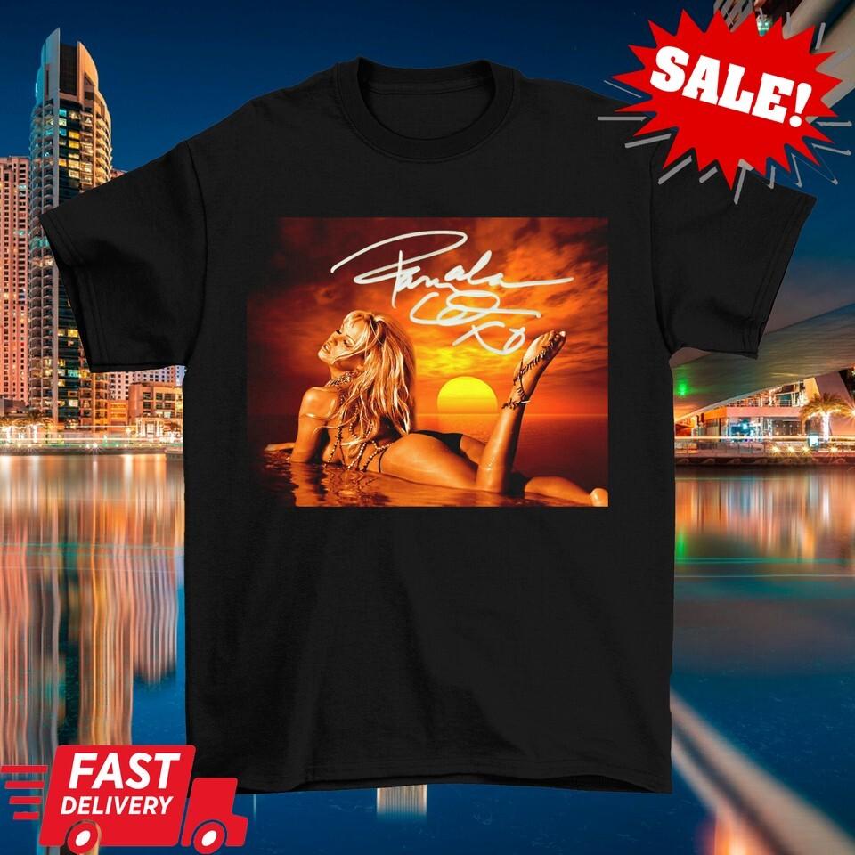 Signed Pamela Anderson Lying Using Bikini Shirt Black Unisex S5XL Unisex T-Shirt