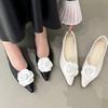 Новые Элегантные Туфли-лодочки с острым носком, квадратным каблуком и плоской подошвой, Свадебные туфли для невесты, Вечерние, Повседневные, С мелким вырезом, Обувь для женщин