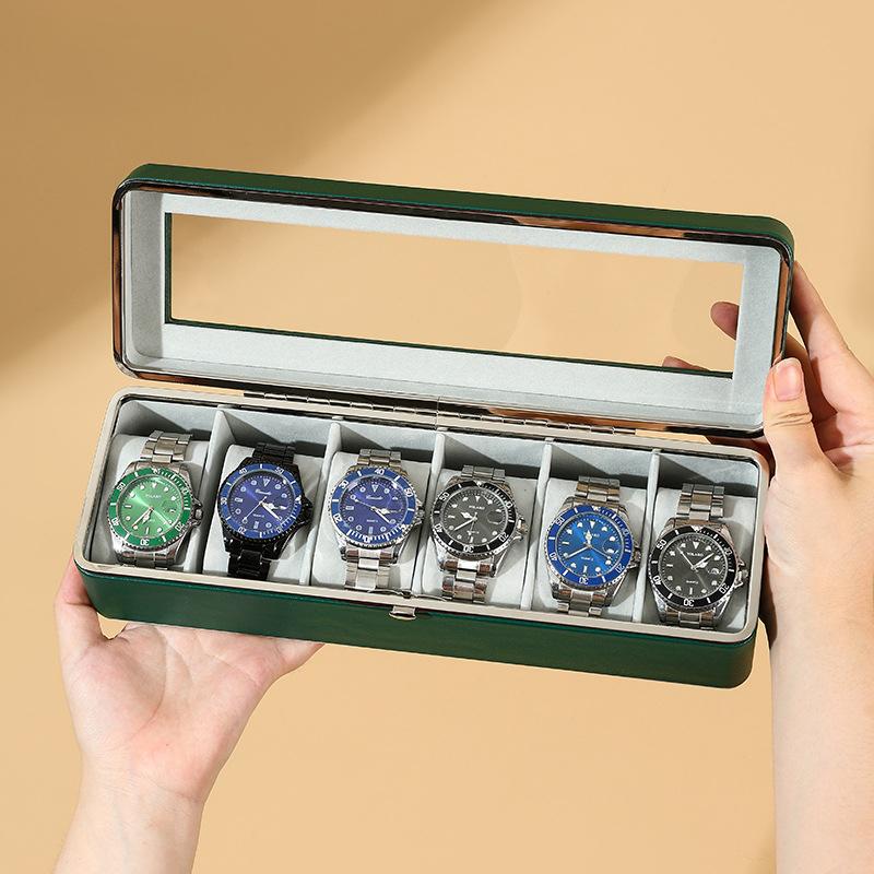Новая роскошная серебряная коробка для хранения часов с шестизначным циферблатом, высококачественная коробка для коллекции часов, шкатулка для демонстрации часов для дома