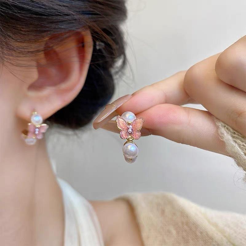 Серьги-пусеты из серебра 925 пробы с жемчугом для женщин