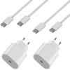Lot of 2 Fast Chargers 20W + 2 USB-C USB-C Cables 1 Meter for iPhone 16 / 16 PLUS / 16 PRO / 16 PRO MAX Phonillico®