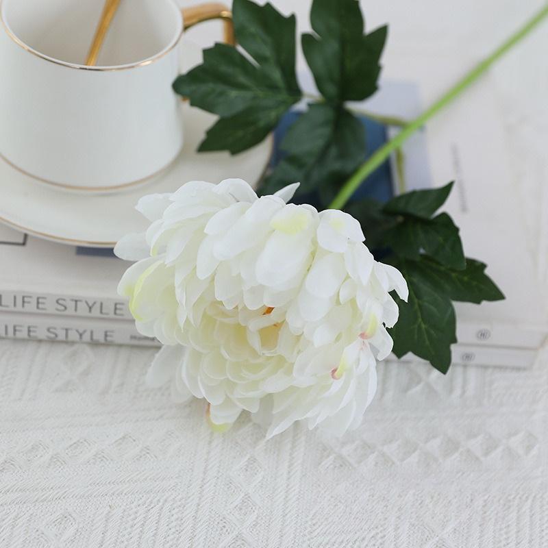 3 шт. Имитация Одиночная ветка Шелковая ткань Золотая хризантема Маргаритка Пион Искусственный цветок