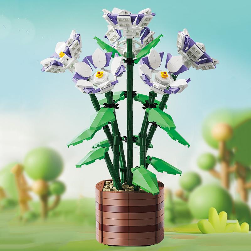 1204 шт. Городской креативный букет лаванды комнатное растение украшение для дома настольный орнамент строительные блоки кирпичи детские игрушки