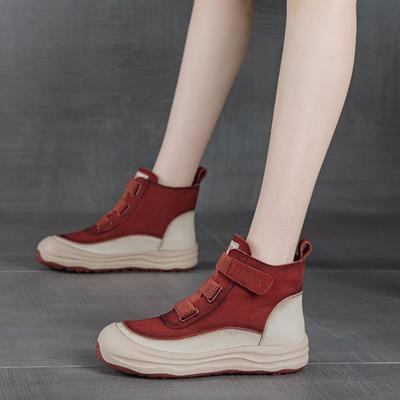 Женские кеды из коровьей кожи первого слоя, высокие, новая кожа, ретро, повседневные, нескользящие, легкие, на шнуровке, женские