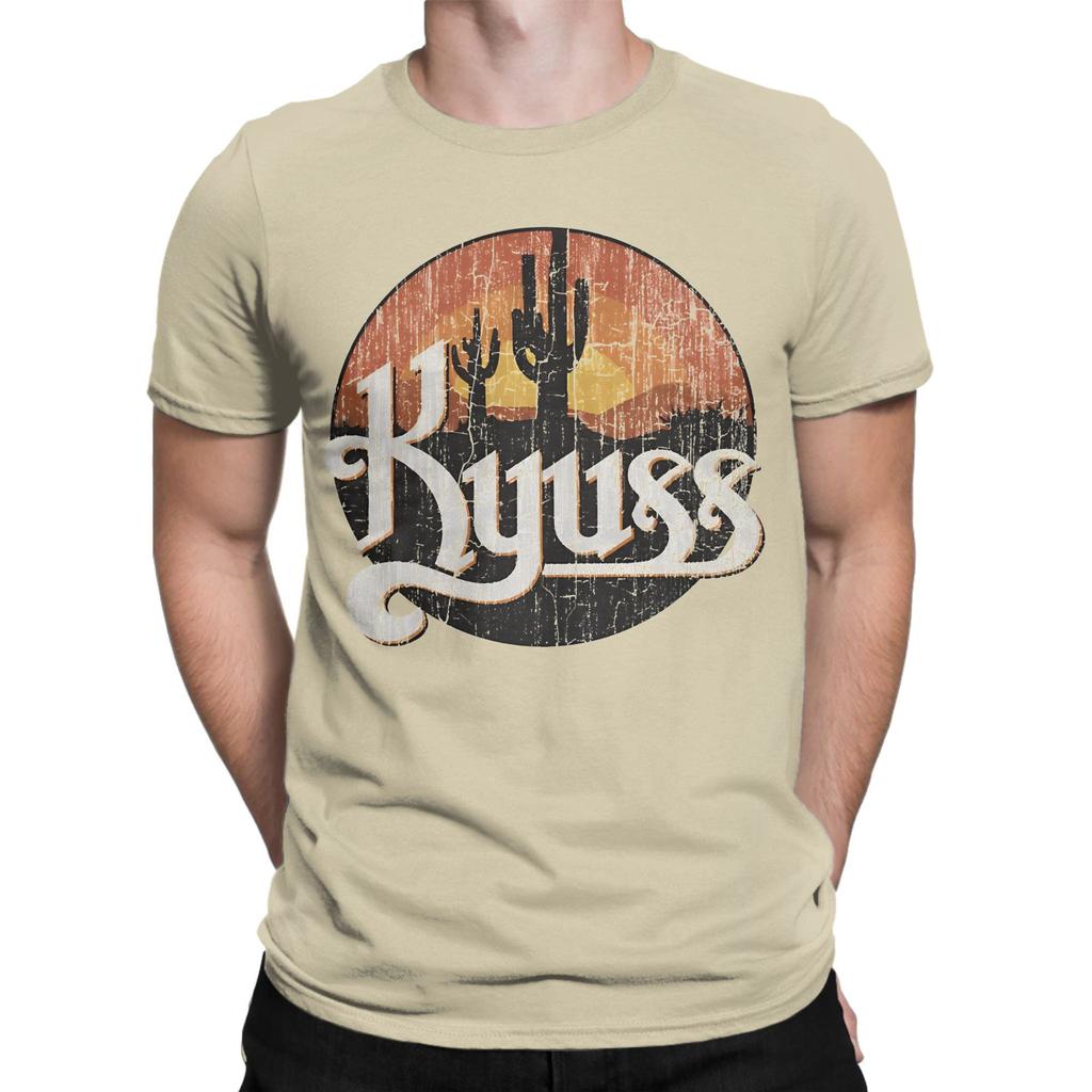 Men's T-Shirt Kyuss Sunset 1987 Queens Vintage Pure Cotton Tee Shirt Short Sleeve  T Shirts Round Collar Clothing 6XL