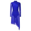 Women Sparkly Sequins Modern Lyrical Dance Dress Long Sleeve Irregular Hem Dresses Performance Costume