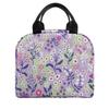 Insulated Lunch Tote Bag With Floral Print Large Capacity Commuter Work School Picnic
