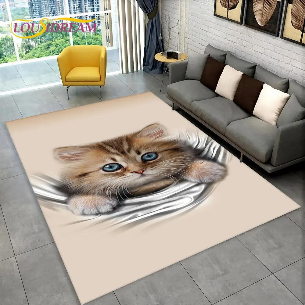 3D милый ковер с рисунком кота, ковер для дома, гостиной, спальни, дивана, кухни, коврик для украшения, детский нескользящий напольный коврик