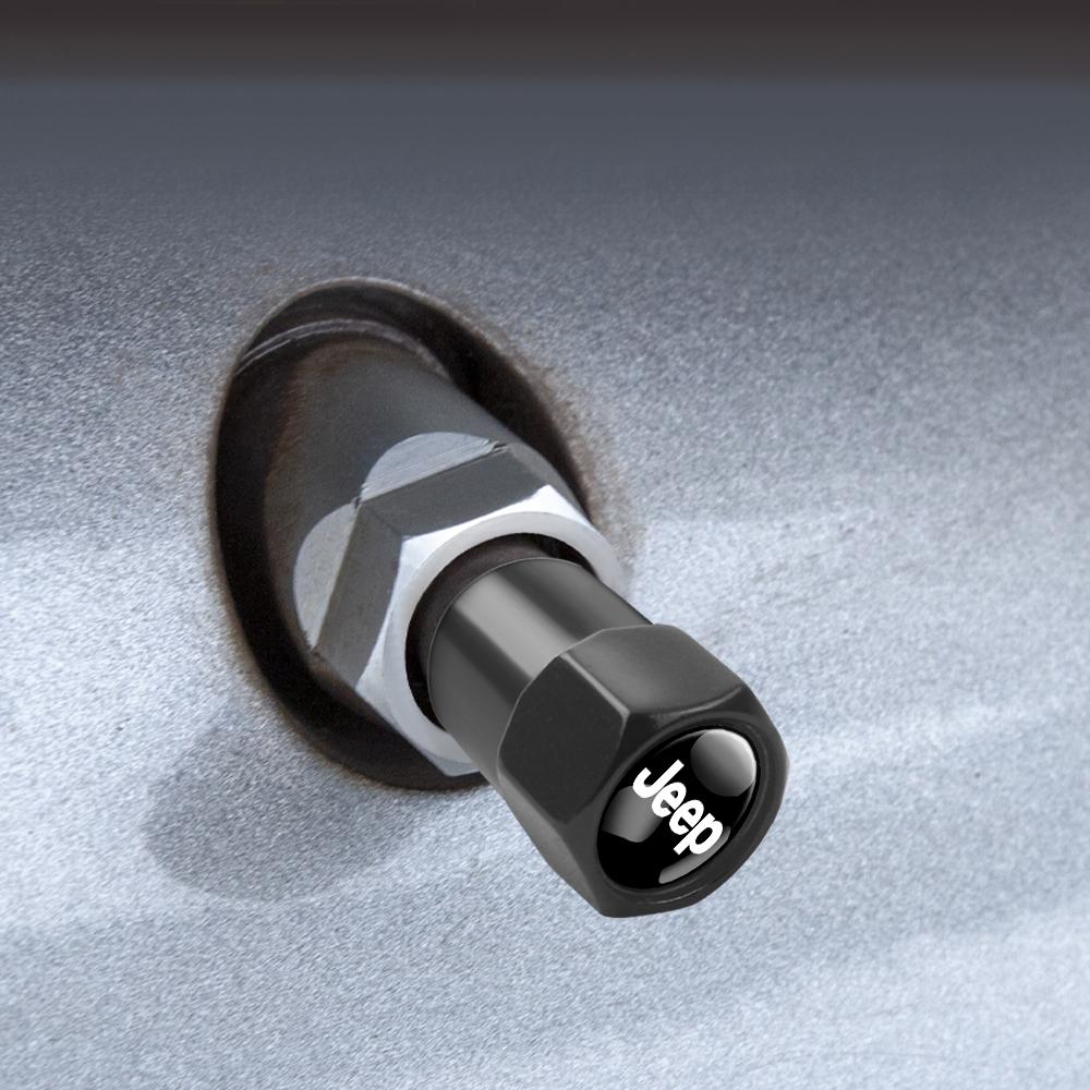 4Pcs 3D Aluminum Car Tire Valve Caps Tyre Stem Cover Airdust Waterproof For Jeep Grand Cherokee Wrangler Renegaed Compass JPB JK AMS1