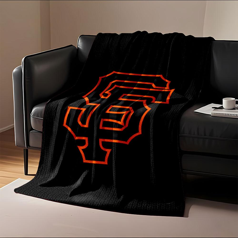Orange SF Logo on Black Knit Blanket print blanket soft and cozy perfect for the living room bed sofa or a nap,gift