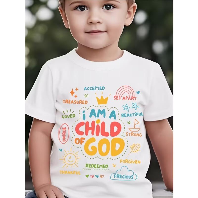 Boys "I AM A CHILD OF GOD" Graphic Crewneck Short Sleeve Tee