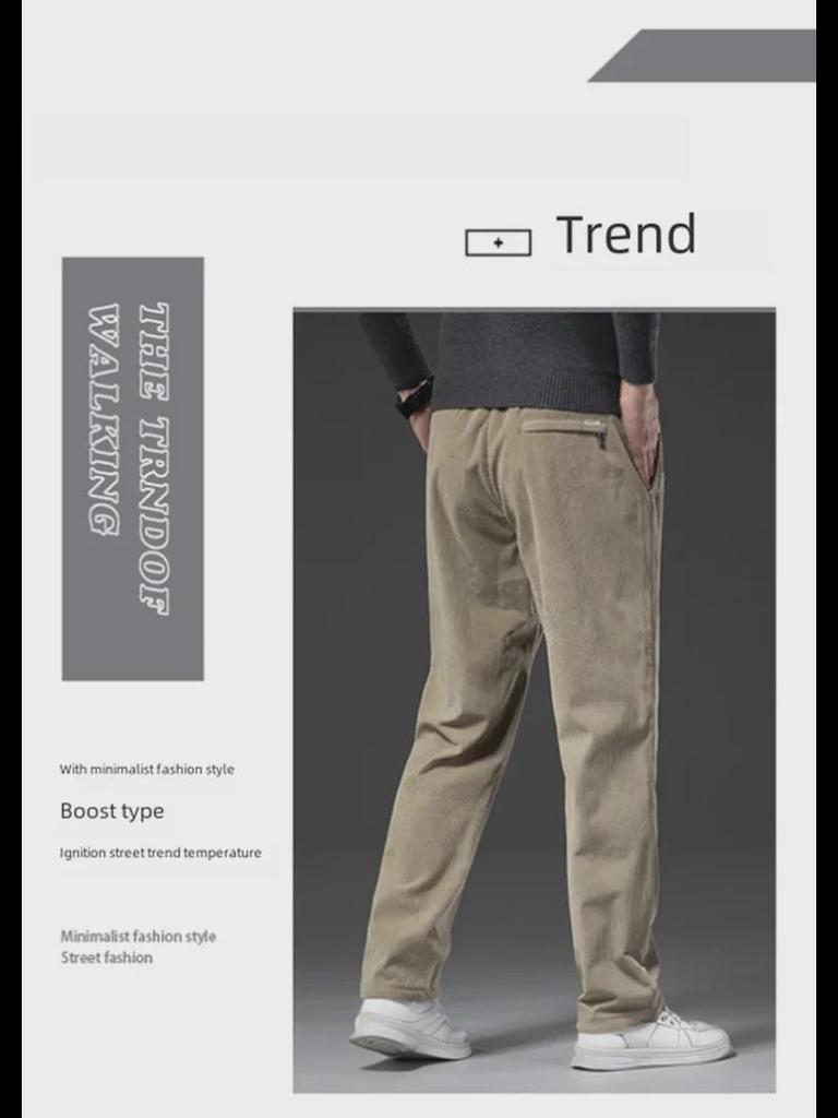 Мужские повседневные прямые брюки из вельвета-стрейча на весну/осень 2023 года, свободный крой, большой размер.